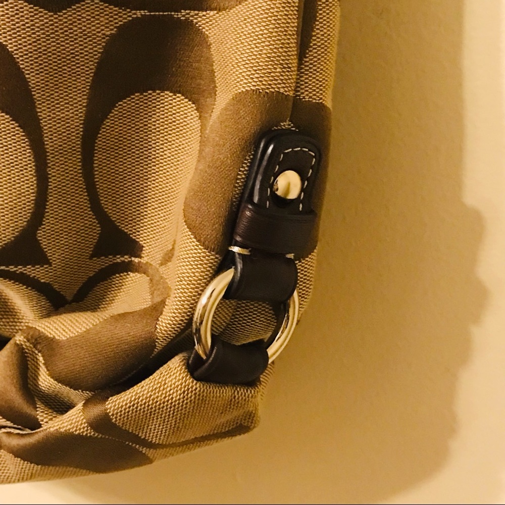 Coach Khaki Mahogany Jacquard Leather Trim Hobo Bag - Picture 10 of 10